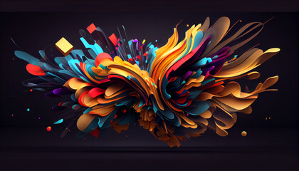 Experience an explosive 3D abstract background with vibrant colors, dynamic shapes, and pulsating energy. Toon shading, bold outlines, and 8K resolution create a striking visual impact.