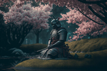 a meditating samurai, generative ai