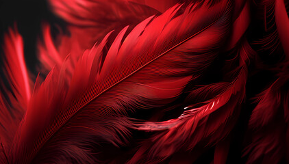 Red feathers. Generative AI. 