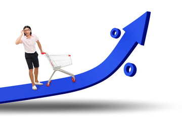 Man in high grocery inflation concept