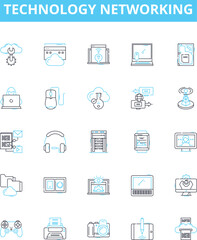 Technology networking vector line icons set. Networking, Technology, LAN, WAN, TCP, IP, Wi-Fi illustration outline concept symbols and signs