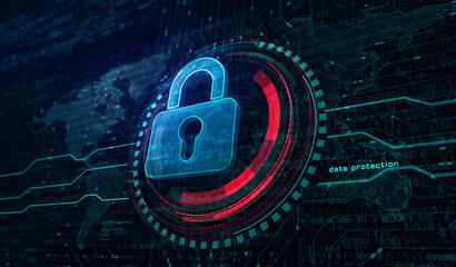 Cyber security and digital computer protection symbol digital concept 3d illustration