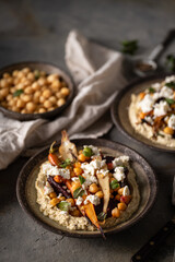Roasted carrots with hummus