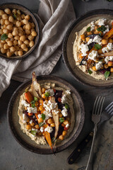 Roasted carrots with hummus