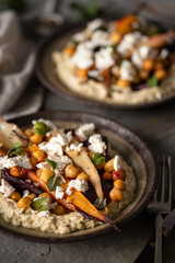 Roasted carrots with hummus