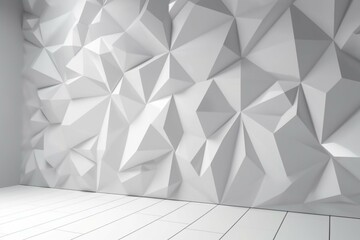 Polygon 3D Wall Wallpaper with White Modern Surface. Light 3D Render. Generative AI