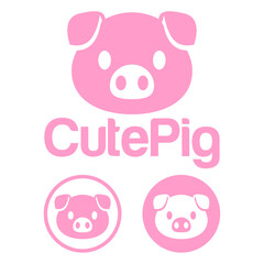 Cute Kawaii head pig Mascot Cartoon Logo Design Icon Illustration Character vector art. for every category of business, company, brand like pet shop, product, label, team, badge, label