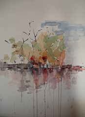 watercolor of a abstract landscape