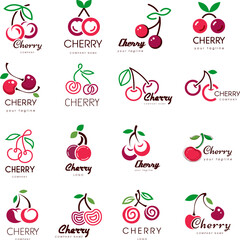 Cherry symbols. Fruits logo set recent vector illustrations © ONYXprj