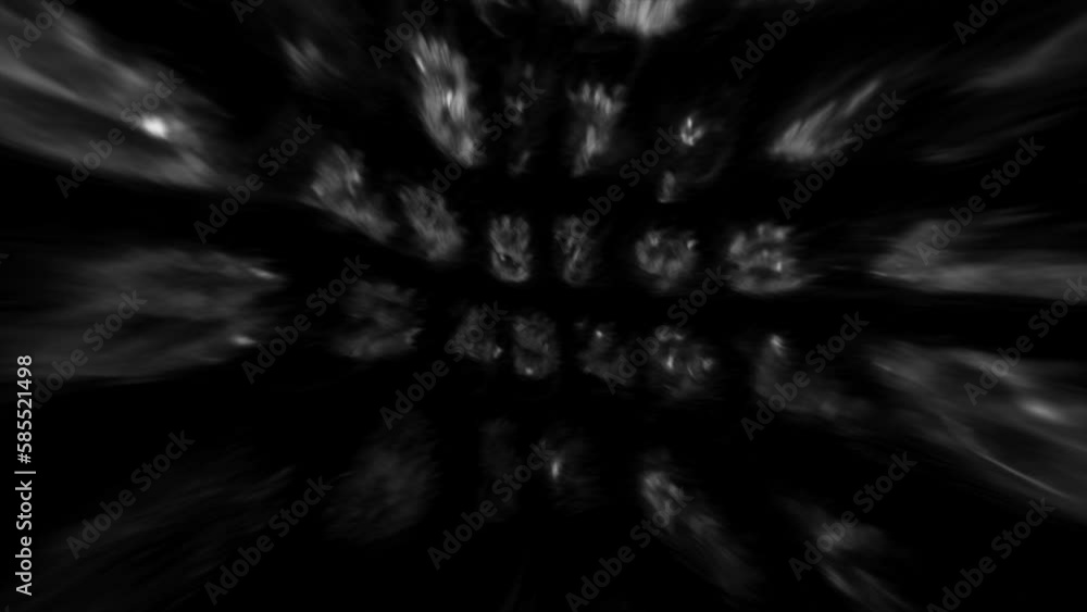 Poster black background with gray and purple code. motion. various rooms illuminated by light made in abstr