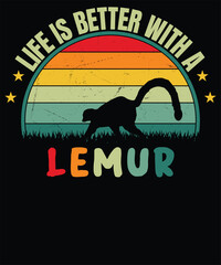 life is better with a lemur t shirt design - obrazy, fototapety, plakaty