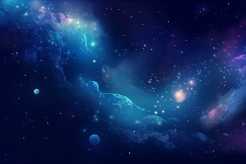Obraz na płótnie Canvas Gradient galaxy light blue space planet background. Generative AI