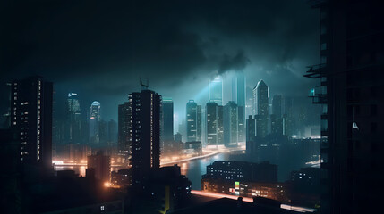 City Skyline at Night - Beautiful Background Wallpaper