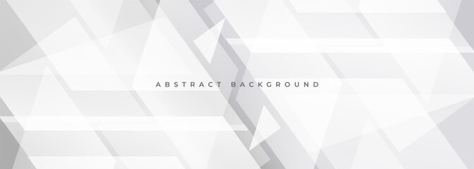 White and grey modern abstract wide banner with geometric shapes. Gray and white abstract background. Vector illustration