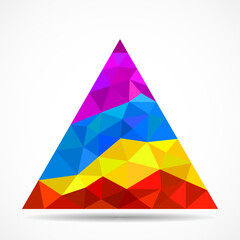 Colorful triangle with triangles on white background. Geometric logo