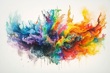 Obraz na płótnie Canvas a painting of a rainbow painted on a white background, LGBTQ, generative AI