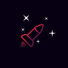 Rocket as a logo design. Illustration of a rocket as a logo design on a black background - 585523454