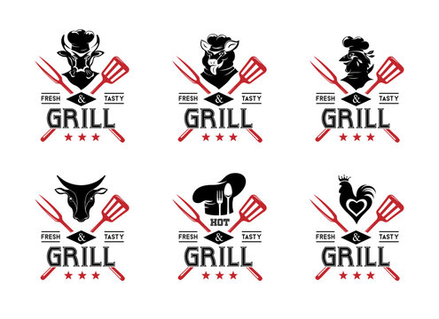 Grill and steak menu labels collection