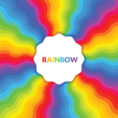 Wavy rainbow vector background. White place for the text in the colorful cartoon frame. Playful vibrant graphics great for kids. 