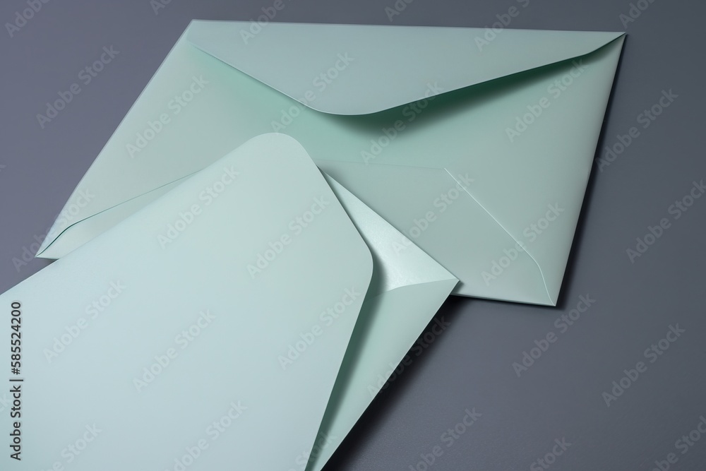 Poster a close up of a piece of paper on a table with an envelope open to reveal a piece of paper with an e