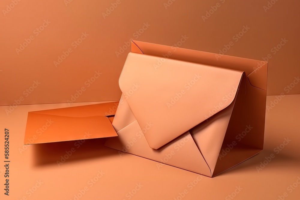 Poster an open envelope sitting on top of an orange tablecloth covered table top next to an orange envelope