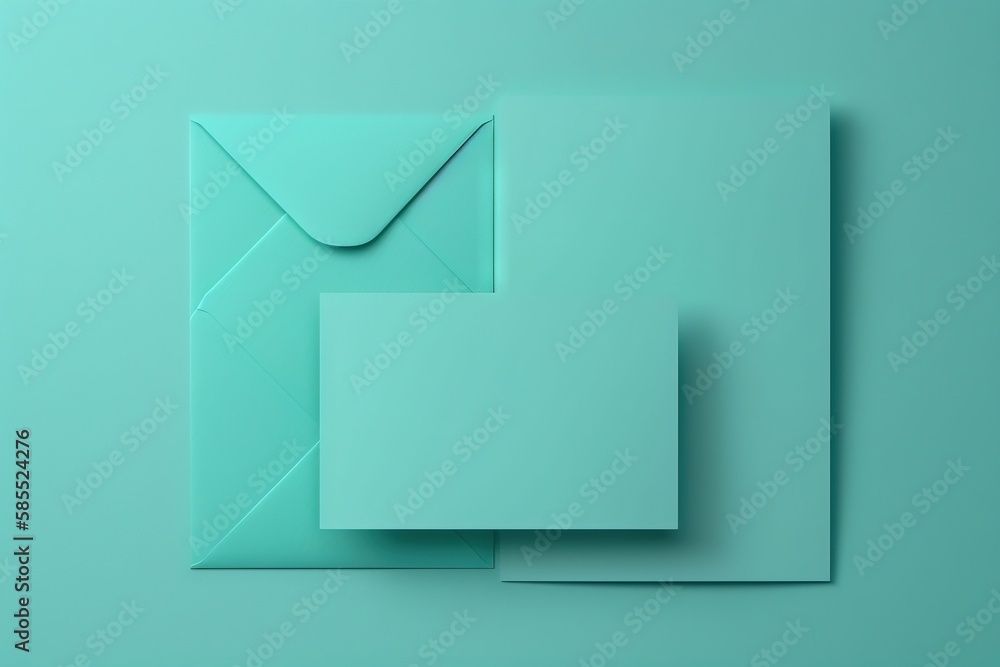 Poster an envelope and a piece of paper on a blue background with a shadow of the envelope and the corner o