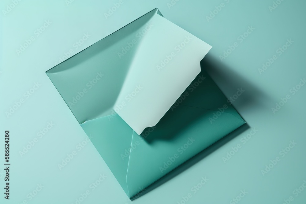 Poster a folded up piece of paper on a blue surface with a shadow on the bottom of the paper and the corner