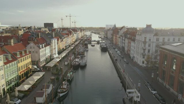 Colorful buildings of Nyhavn line the canal in Copenhagen