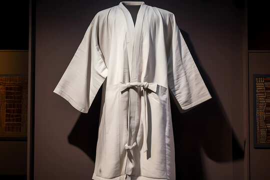 Kanzu - A long white robe worn by men in East Africa, particularly in Uganda, Tanzania, and Kenya. Made of cotton or linen and is often worn with a kofia (a skullcap) and sandals  (Generative AI)