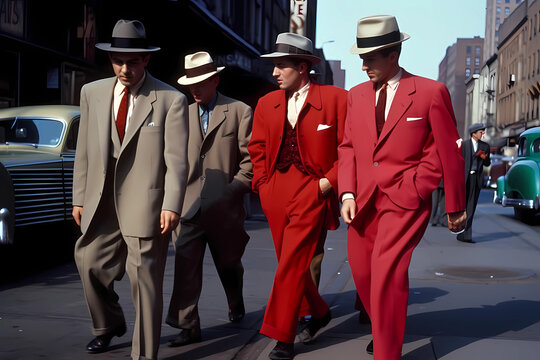 Zoot Suit - A type of men's suit that became popular in the United States during the 1930s and 1940s (Generative AI)