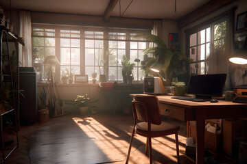 Fototapeta premium Home office-like workspace. Generative AI