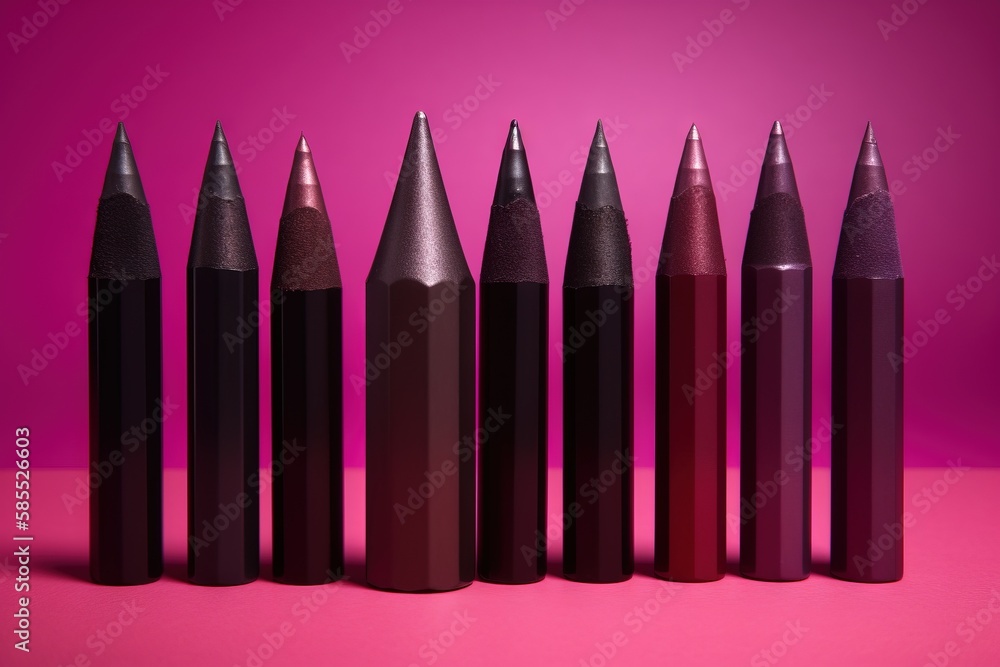 Aufkleber a row of black pencils on a pink background with a pink background behind them and a pink background