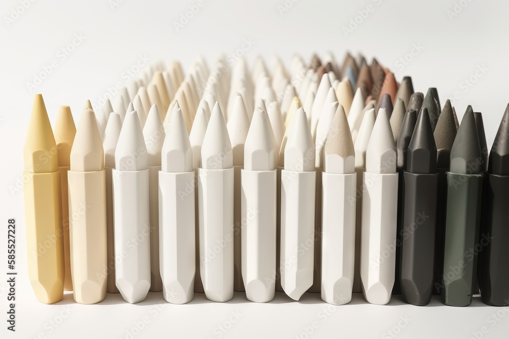 Aufkleber a group of pens lined up in a row on a white surface with a white back ground and a row of black and