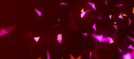 Colored polygonal space. Connection dots and lines structure. Digital background. Triangular futuristic business wallpaper. Data technology and scientific illustration. 3d rendering. Widescreen