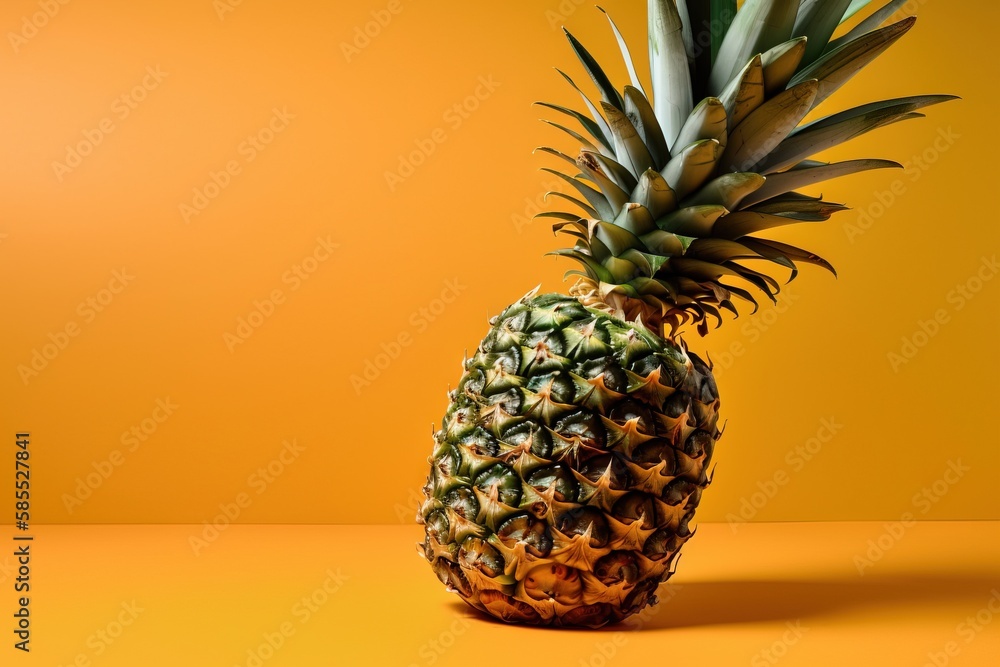 Poster a pineapple on a yellow background with a yellow background and a yellow background with a single pi