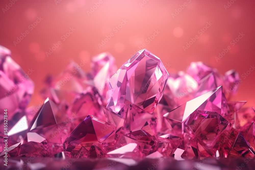 Poster a group of pink diamonds on a pink background with a red light in the back ground and a red light in