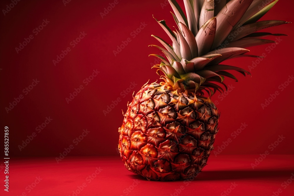 Poster  a pineapple on a red background with a red background and a red background with a red background and a red background with a pineapple.  generative ai