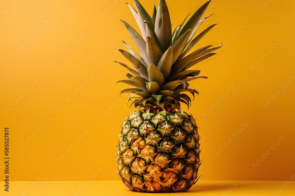 Poster a pineapple on a yellow background with a yellow background and a yellow background with a pineapple