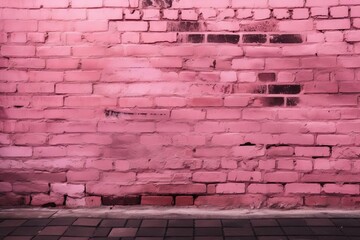  a red brick wall with a white fire hydrant in front of it and a brick sidewalk in front of it with a red brick wall and a white fire hydrant.  generative ai