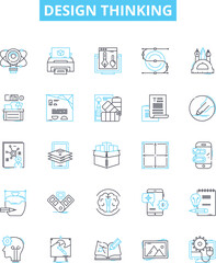 Design thinking vector line icons set. Design, Thinking, Ideation, Creativity, Innovation, User-Centered, Problem-Solving illustration outline concept symbols and signs