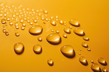 Fototapeta na wymiar a bunch of water drops on a yellow surface with a yellow background and a yellow background with a yellow background and a few drops of water on the surface. generative ai