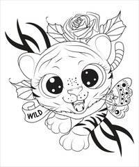 funny cute animals coloring page for kids