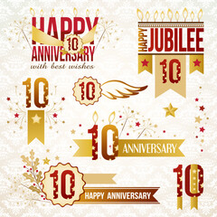 Set of 10th anniversary emblems.