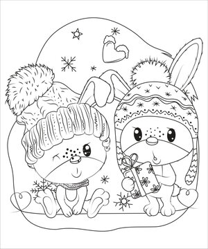 funny cute animals coloring page for kids