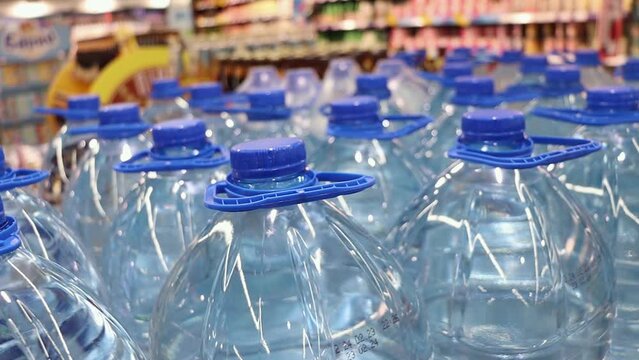 Rows of Big Bottle of Drinking Water Supply