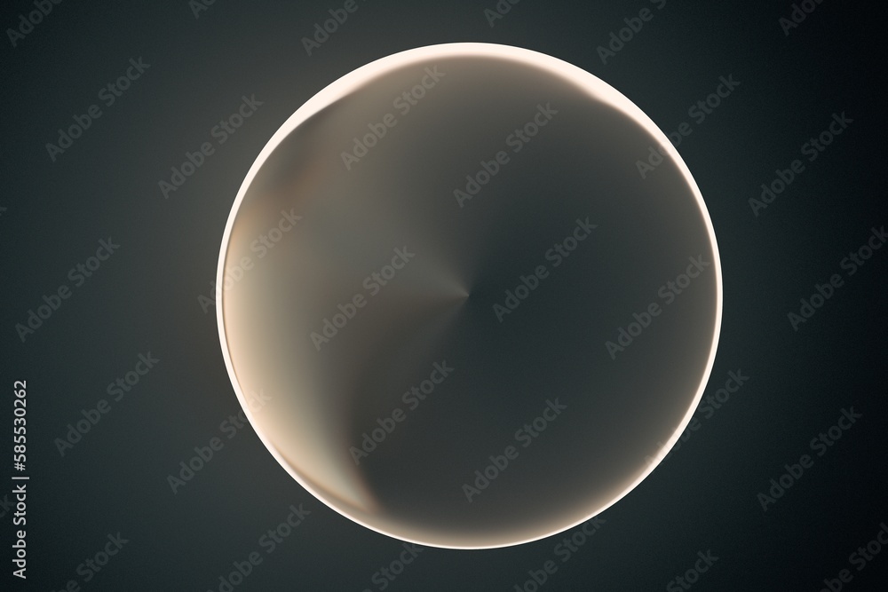 Poster pink large transparent sphere on a black background. abstract fractal 3d rendering