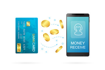 Money transfer or online banking conceptual vector illustration.