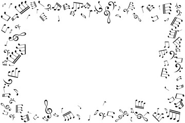 Notes on the swirl. Music decoration  isolated on the white background.