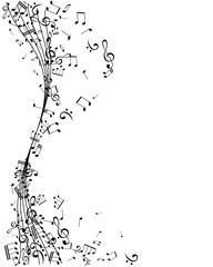 Notes on the swirl. Music decoration element isolated on the white background. © KsanaGraphica