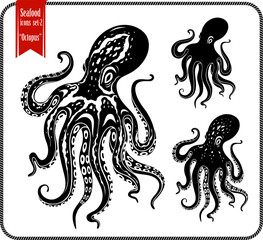 Graphic stencil  style vector octopus